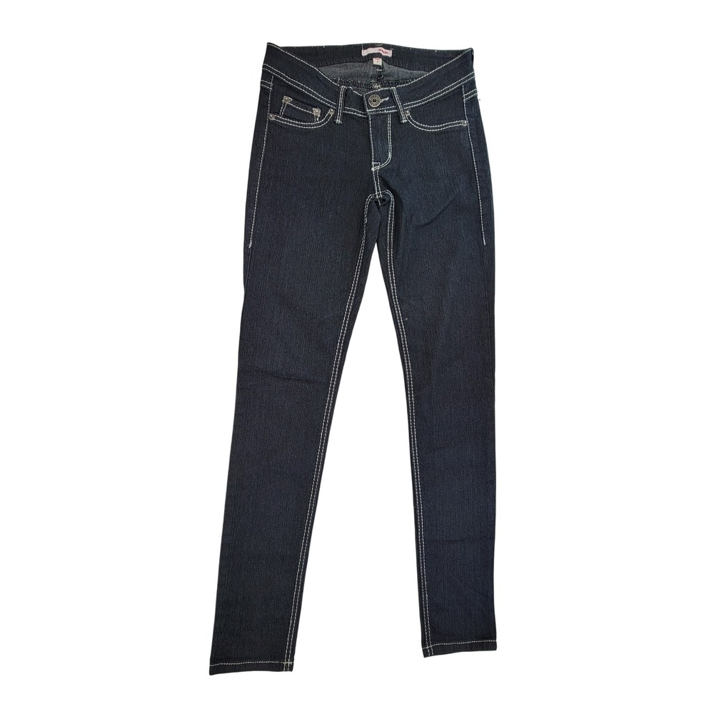 Bongo Womens Jeans Size 1 Dark Wash Skinny Leg White Stitching Pockets